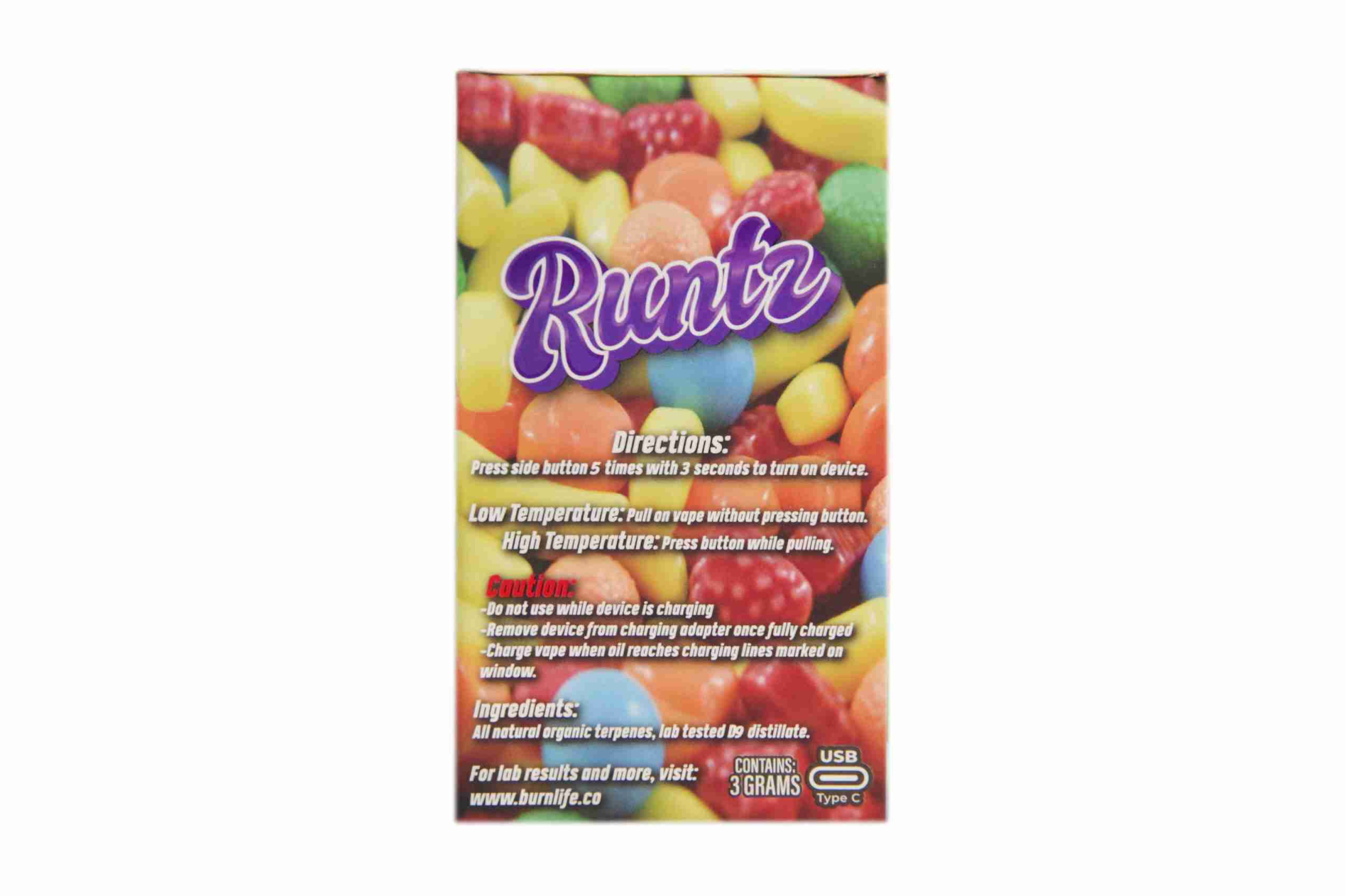 Burn Disposable Vape (3g) - Runtz (Hybrid) - Image 2