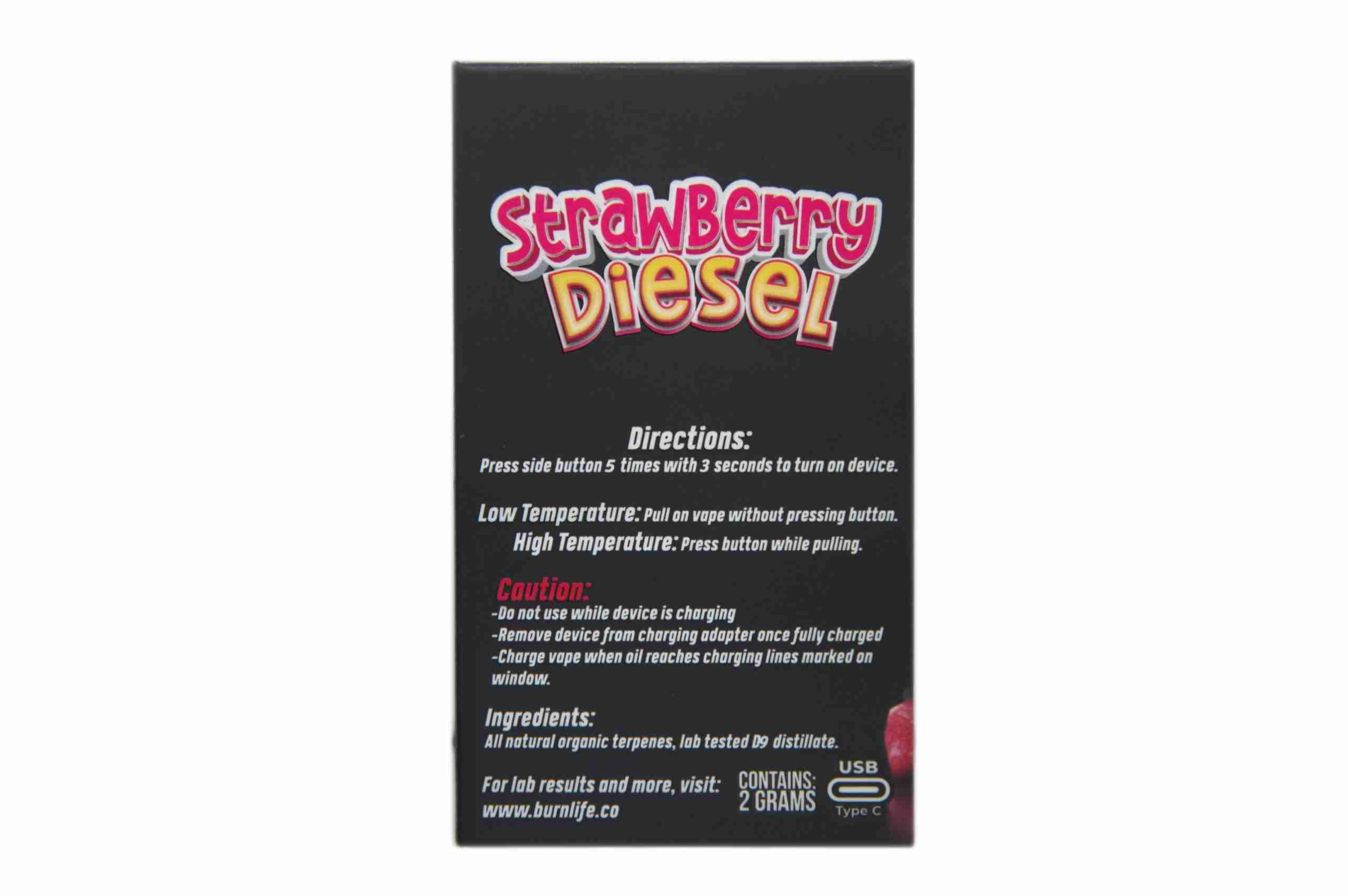 Burn Disposable Vape (2g) - Strawberry Sour Diesel (Hybrid) - Image 2